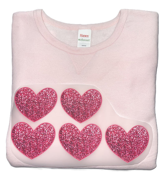 Glitter Hearts Pull-On Sweatshirt