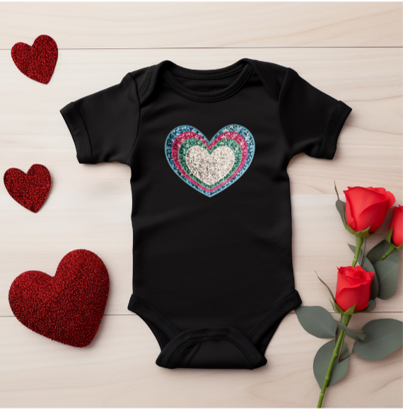 Heart Overlay Valentine's Day Onesie/T-shirt