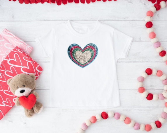 Heart Overlay Valentine's Day Onesie/T-shirt